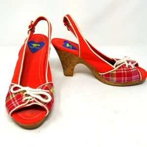 Rocket Dog Orange Red Sling Back Heels 9